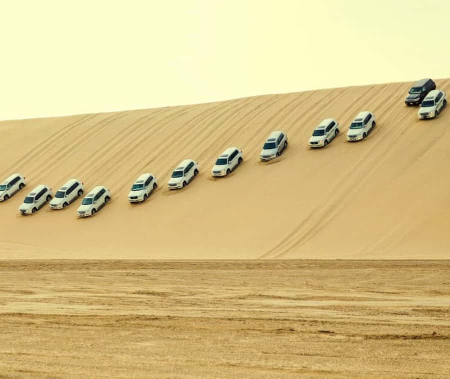 Doha: Desert Safari, Quad Bike, Camel Ride & Inland Sea - Quad biking across the dunes