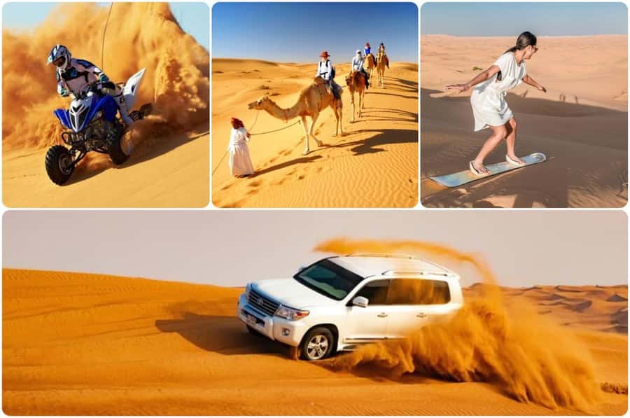 Doha: Desert Safari, Quad Bike, Camel Ride & Inland Sea Tour - Dune bashing and sandboarding at Inland Sea Beach