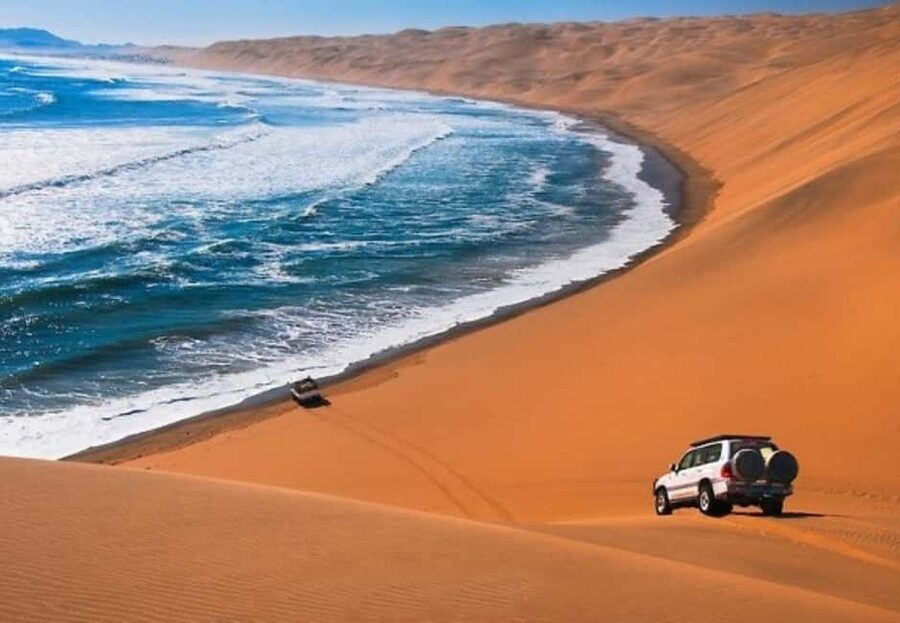 Doha: Desert Safari to the Inland Sea with All Activities - Sea Line Beach: camels, falcons, and a change of pace