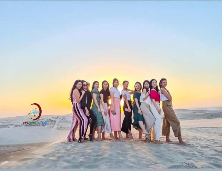 Doha: Desert Safari with Dune Bashing and Inland Sea - Sunset over the dunes