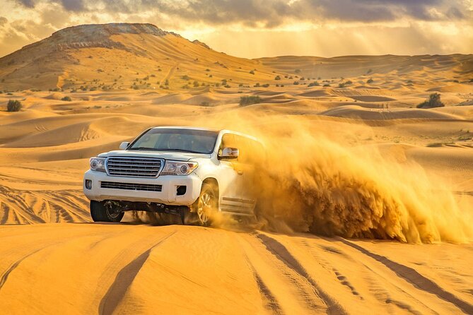 Doha Half Day Desert Safari with Camel Ride and Sand Boarding - Sealine Beach: camels, tea, and tire preparation