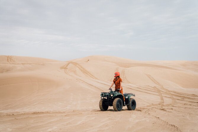 Doha-Night Desert Safari with Sand Board and Camel Ride - Sandboarding on the soft sand