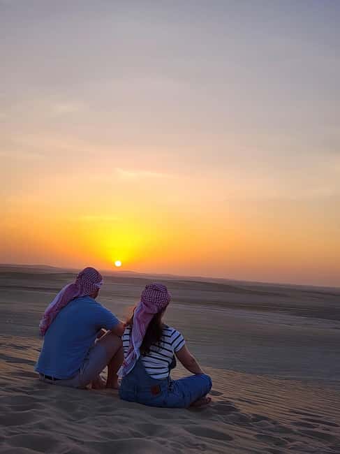 Doha Qatar : sealine adventure Camel Ride sandboard Sunset - Private groups, comfort, and the four-hour pace