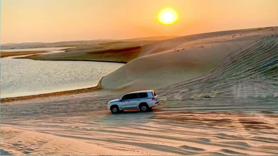 Doha :Sunrise/ Sunset Desert Safari CamelRide & Sandboarding - Leaving Doha for Qatar’s open desert