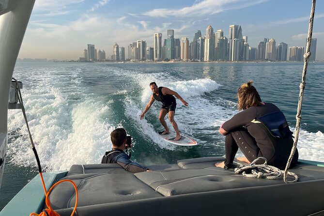Private Wakesurfing or Wakeboarding along Doha's skyline - Starting near Porto Arabia and Java UDoha