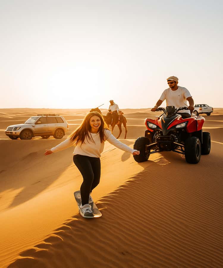 Qatar: Desert Safari, Camel Ride, Inland sea, Sandboarding - A short camel ride with Bedouin context