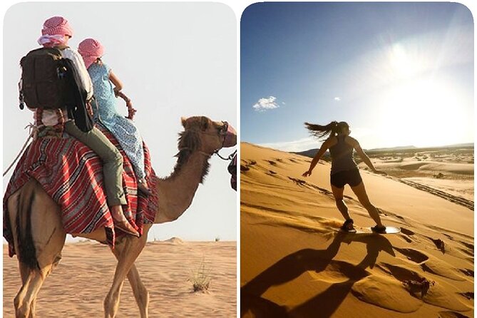 Sharing or Private Safari, Sand Boarding, Camel Ride, inland Sea Quick swim - Sandboarding from the higher dunes