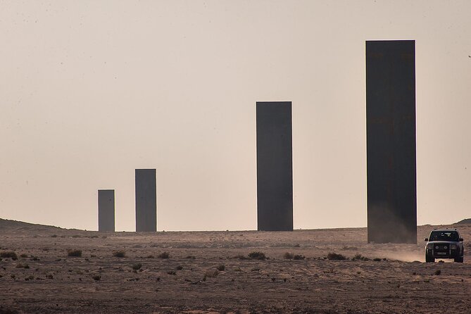 West Of Qatar Richard Serra sculpture, Mushroom Hills,Camel track - What the guide can add